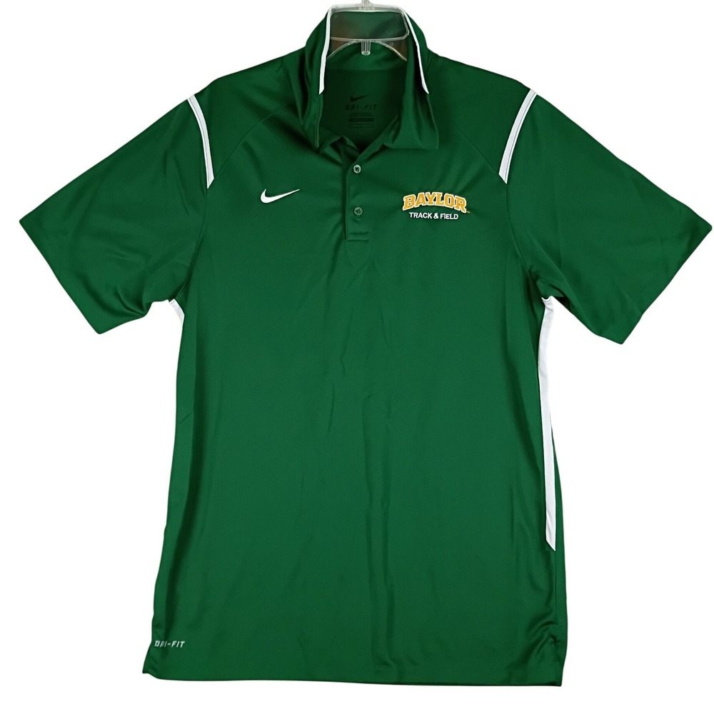 Nike Baylor Track & Field Dri-FIT Polo Shirt Mens Medium Green NCAA Athletic